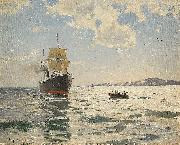a. jernberg Marin med angfartyg France oil painting artist